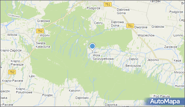 mapa Wola Szczygiełkowa, Wola Szczygiełkowa na mapie Targeo